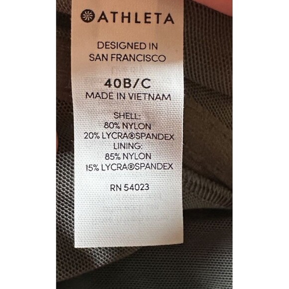 Athleta |‎ Herb Olive & Black Zuma Plunge Bikini Top -  Size 40B/C - Picture 3 of 3